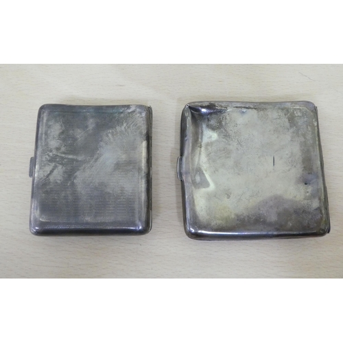 143 - Two folding cushion moulded silver cigarette cases  mixed marks