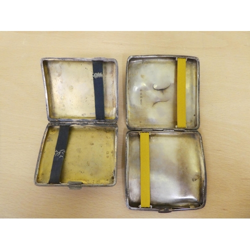 143 - Two folding cushion moulded silver cigarette cases  mixed marks