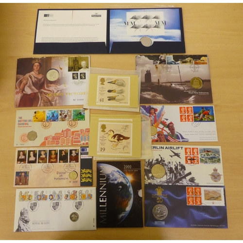 150 - Mint postage stamps and First Day covers of Guernsey and Jersey, together with coin First Day Covers... 