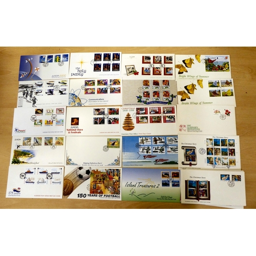 150 - Mint postage stamps and First Day covers of Guernsey and Jersey, together with coin First Day Covers... 