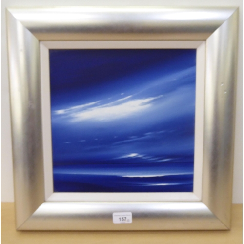 157 - Jonathan Shaw - a seascape at dusk  oil on canvas  bears a signature  11.5