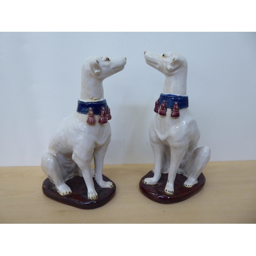 190 - A pair of pottery model seated greyhounds  14