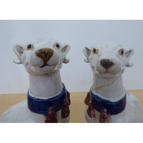 190 - A pair of pottery model seated greyhounds  14