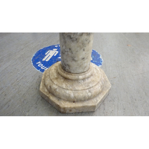 232 - A white/grey marble pedestal  37