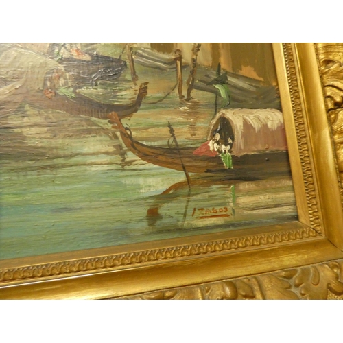 247 - Lzsas - a Venetian scene  oil on panel  bears a signature  15