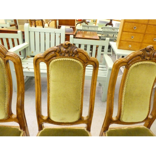 260 - A set of six modern mahogany framed dining chairs, raised on turned, tapered forelegs