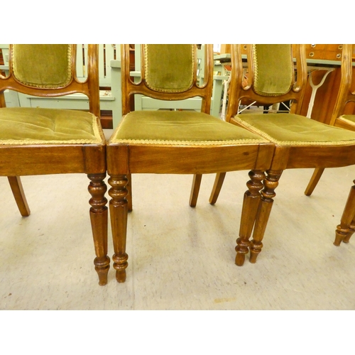 260 - A set of six modern mahogany framed dining chairs, raised on turned, tapered forelegs