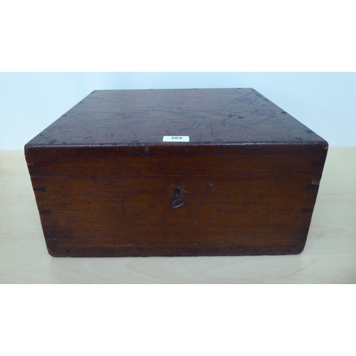 264 - An early 20thC Royal Engineers mahogany box with opposing brass handles  8