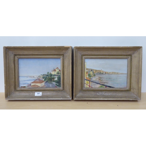 267 - Johns - a pair of coastal studies  oils on board  bears a label verso  7