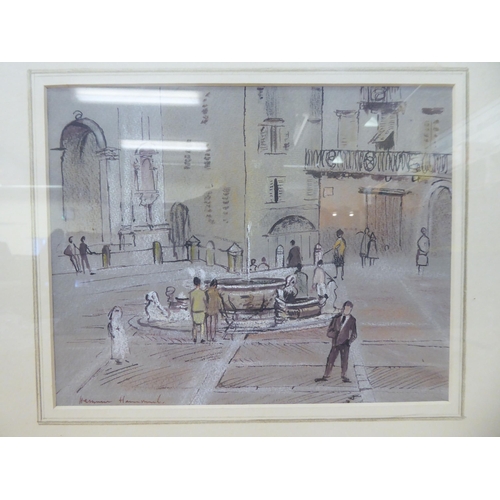 268 - Hermione Hammond - a study of a courtyard  watercolour  bears a signature  7