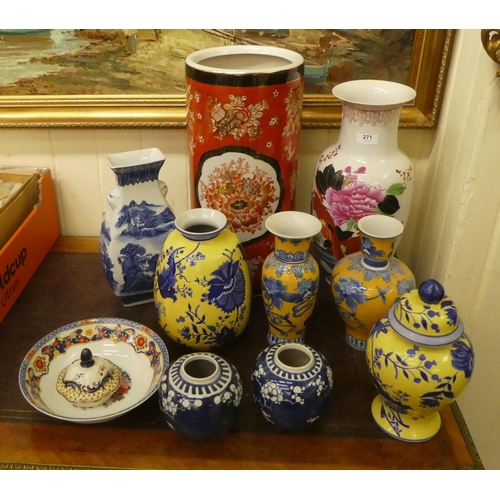 271 - Modern Oriental and other ceramics: to include vases  largest 18