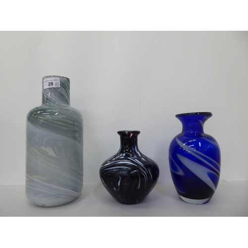 28 - Three 20thC Art glass vases  largest 11