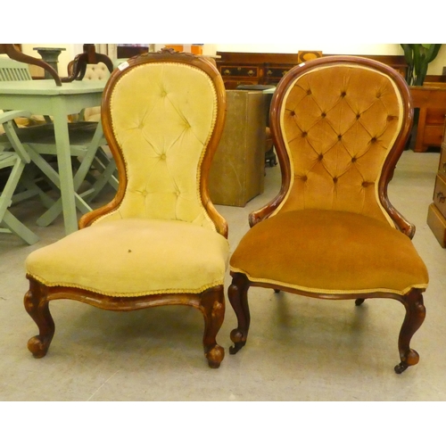 281 - Two late 19thC mahogany showwood framed nursing chairs