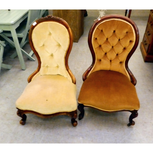 281 - Two late 19thC mahogany showwood framed nursing chairs