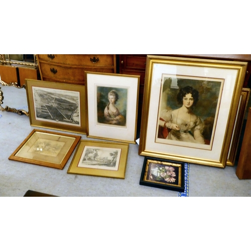 283 - A selection of mainly framed Victorian figure study prints  largest 16