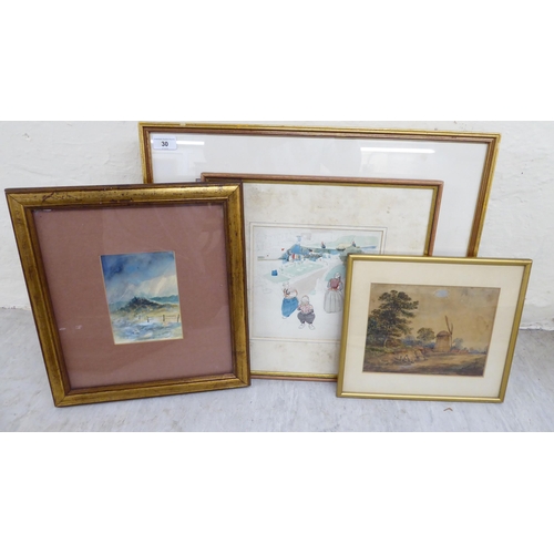 30 - Mainly 20thC mixed media and various subject artwork  some bearing signatures  framed &... 