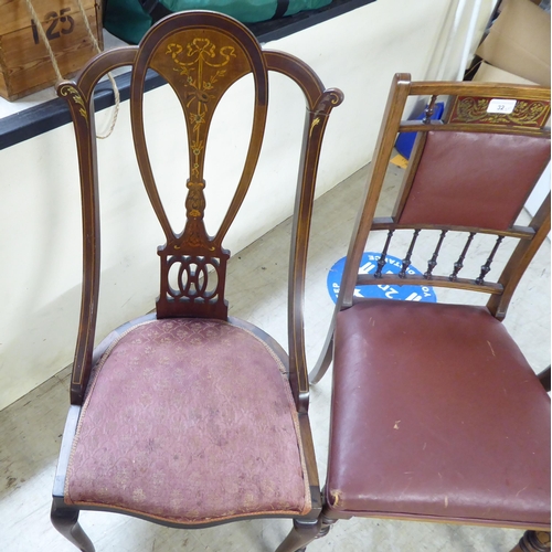 32 - Three similar Edwardian mahogany framed bedroom/hall chairs