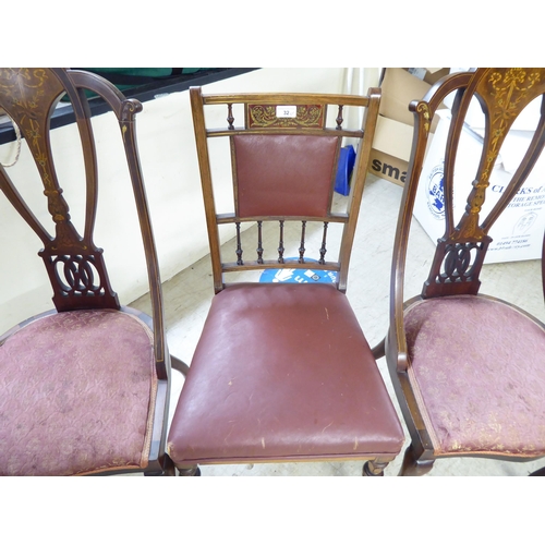 32 - Three similar Edwardian mahogany framed bedroom/hall chairs