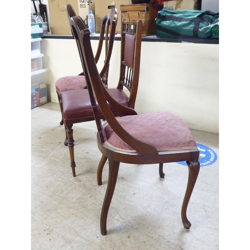 32 - Three similar Edwardian mahogany framed bedroom/hall chairs