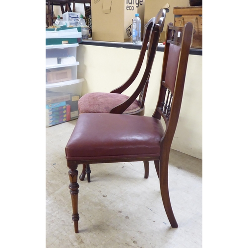 32 - Three similar Edwardian mahogany framed bedroom/hall chairs