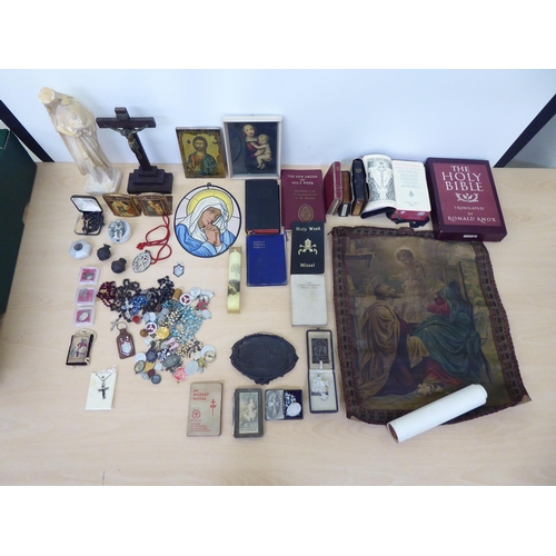 72 - Mainly religious themed collectables: to include coloured bead necklaces; and crucifix pendants