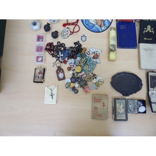 72 - Mainly religious themed collectables: to include coloured bead necklaces; and crucifix pendants