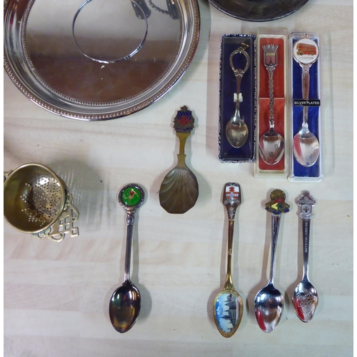 77 - Silver plated tableware: to include three table cruets; and other metalware