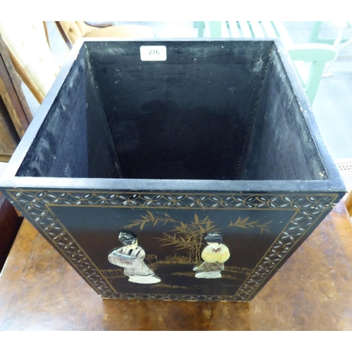 276 - A 20thC Japanese themed tapered wooden bin  12