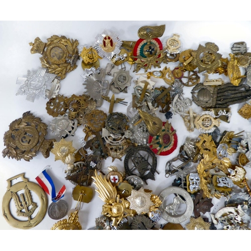 101 - Miscellaneous, mainly British military badges and insignia, some copies: to include helmet plates; a... 