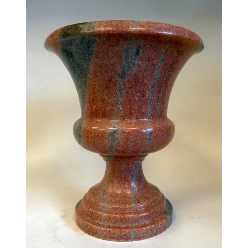 11 - A modern turned, one piece, pink and grey stone jardinière, in the style of a pedestal vase&n... 