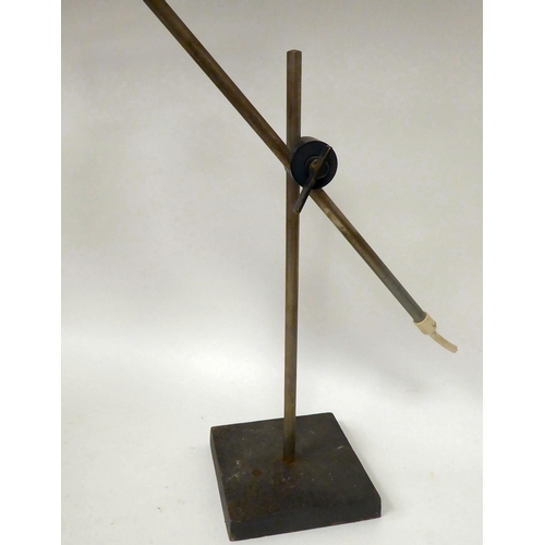 128 - A mid 20thC Max Bietenholz matt black painted and chromium plated desk lamp, on a height adjustable ... 