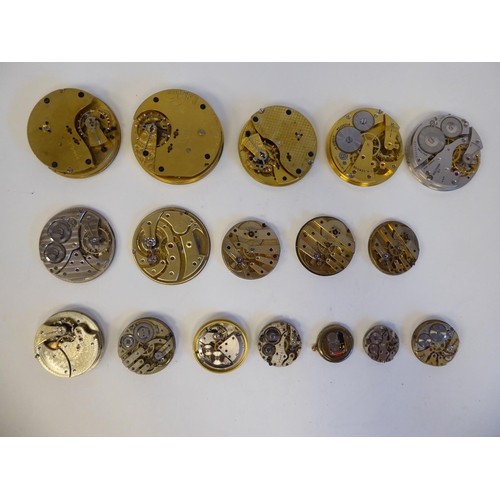 150 - Waltham and other pocket watch movements, some with white enamel Roman dials