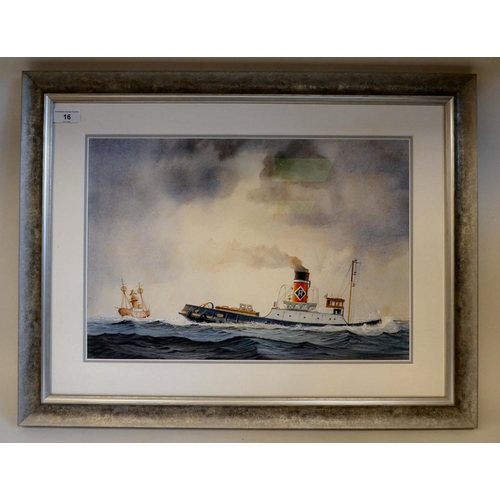 16 - Shimmir - 'Thros Legarth in the Mersey Estuary'  watercolour  bears a signature  12