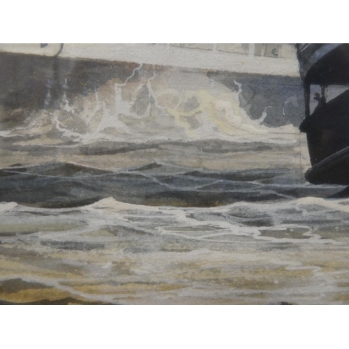 164 - * Shimnin - 'Rough Weather in the Mersey circa 1950s'  coloured print  bears a signature  18