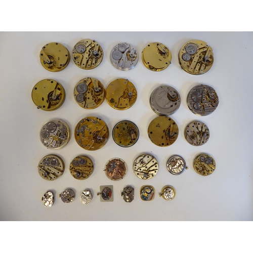 179 - JW Benson and other pocket watch movements, some variously faced by Roman and Arabic dials