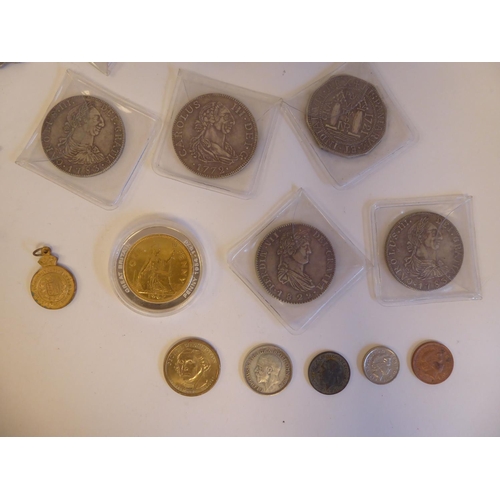 183 - British and other silver coins; and a pre-decimal £5 and £10 note