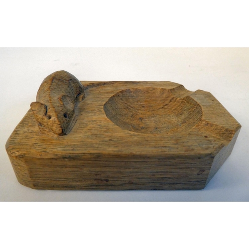 19 - A Robert Thompson Mouseman oak ashtray, bearing a traditional carved mouse emblem