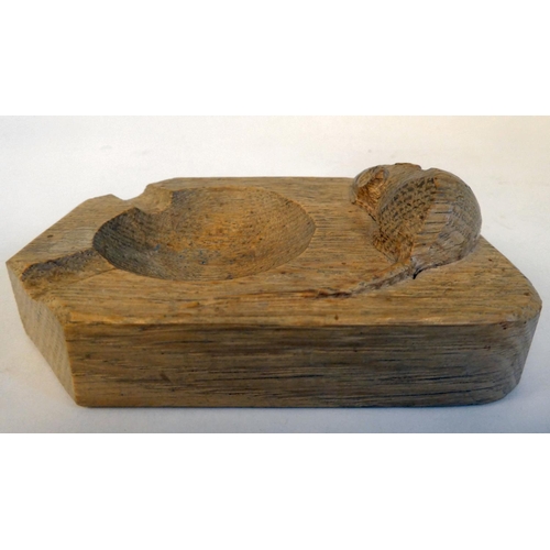 19 - A Robert Thompson Mouseman oak ashtray, bearing a traditional carved mouse emblem