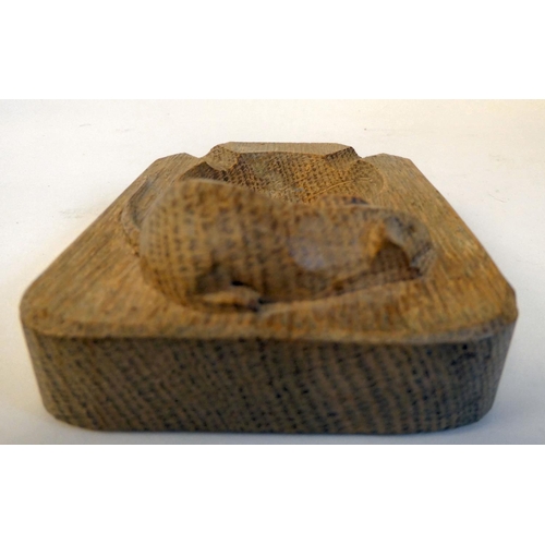 19 - A Robert Thompson Mouseman oak ashtray, bearing a traditional carved mouse emblem