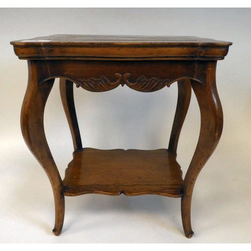 2 - A late 19thC walnut jardinière stand, fashioned as a miniature table with an undershelf and a mitred... 