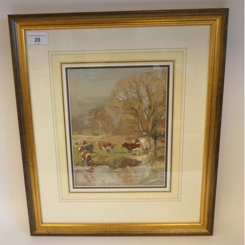 20 - AE Bottomley - 'By the Stream'  watercolour & gouache  bears a signature with later bio verso  9... 