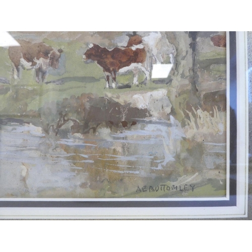 20 - AE Bottomley - 'By the Stream'  watercolour & gouache  bears a signature with later bio verso  9... 