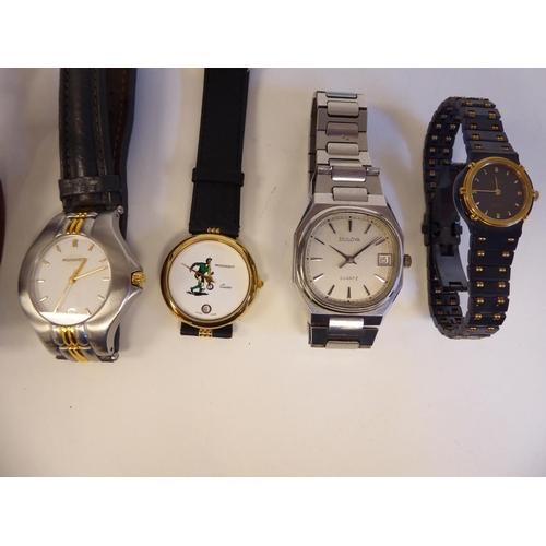 213 - Modern wristwatches: to include a Bulova; and various stainless steel straps