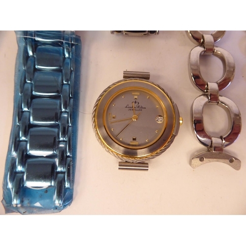 213 - Modern wristwatches: to include a Bulova; and various stainless steel straps