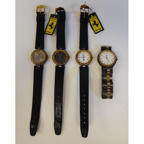 219 - Four ladies modern variously strapped Ferrari wristwatches