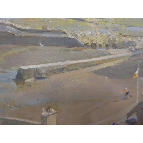 233 - DJ Curtis - a coastal village  oil on board  bears a signature & dated '03  7.5