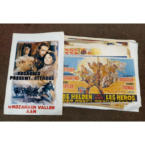 237 - A selection of French language, coloured film posters, many featuring Second World War period produc... 