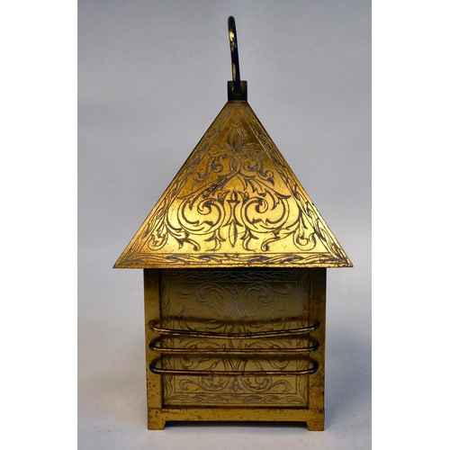 264 - A French Garley Inc Just gilt metal cased mantel clock, in the form of a four pitched roof, over a s... 