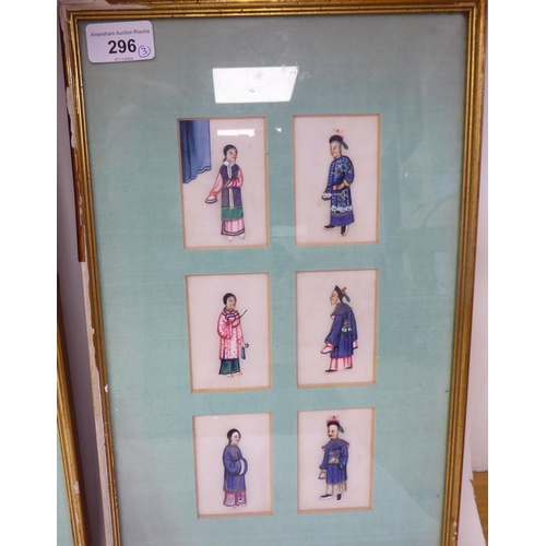 296 - A series of twenty early 20thC Chinese figural studies  watercolour on rice paper  in thre... 