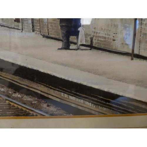 41 - Christopher David Holland - 'Mersey Road Station'  watercolour & gouache  bears a sign... 